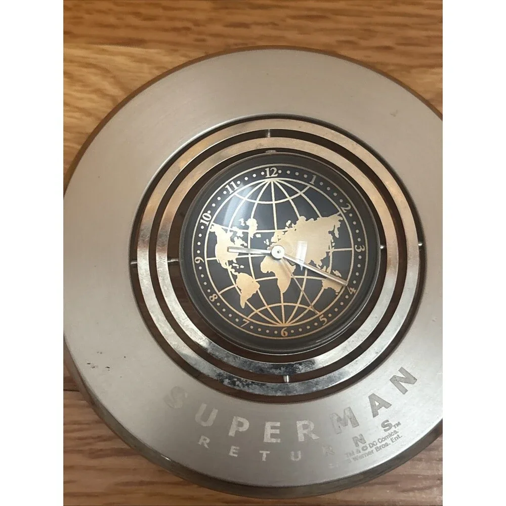 Superman Returns Rotating Desk Clock Warner Bros Promotional Prop Collectible